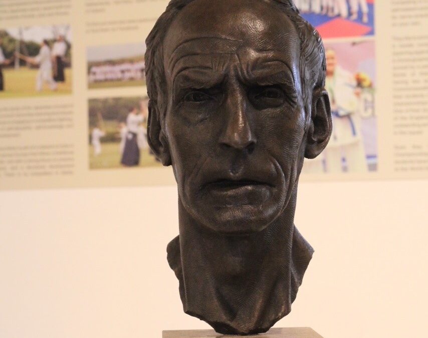 Cumberland Sports exihibition image showing a bust of the head of Cumbrian Fell Runner, Joss Naylor